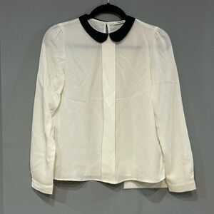 Mango‎ Bluson Babydoll collar black white blouse NWT size 2